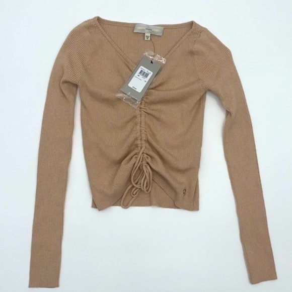 Guess Sweaters - NWT Guess tan cropped long sleeve sweater XS